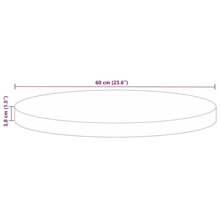 Tafelblad rond Ø 60x3,8 cm massief gerecycled hout
