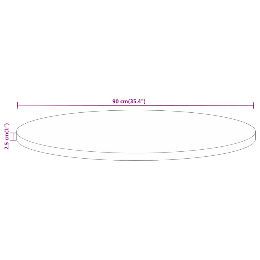 Tafelblad Rond Ø 90X2,5 Cm Massief Gerecycled Hout