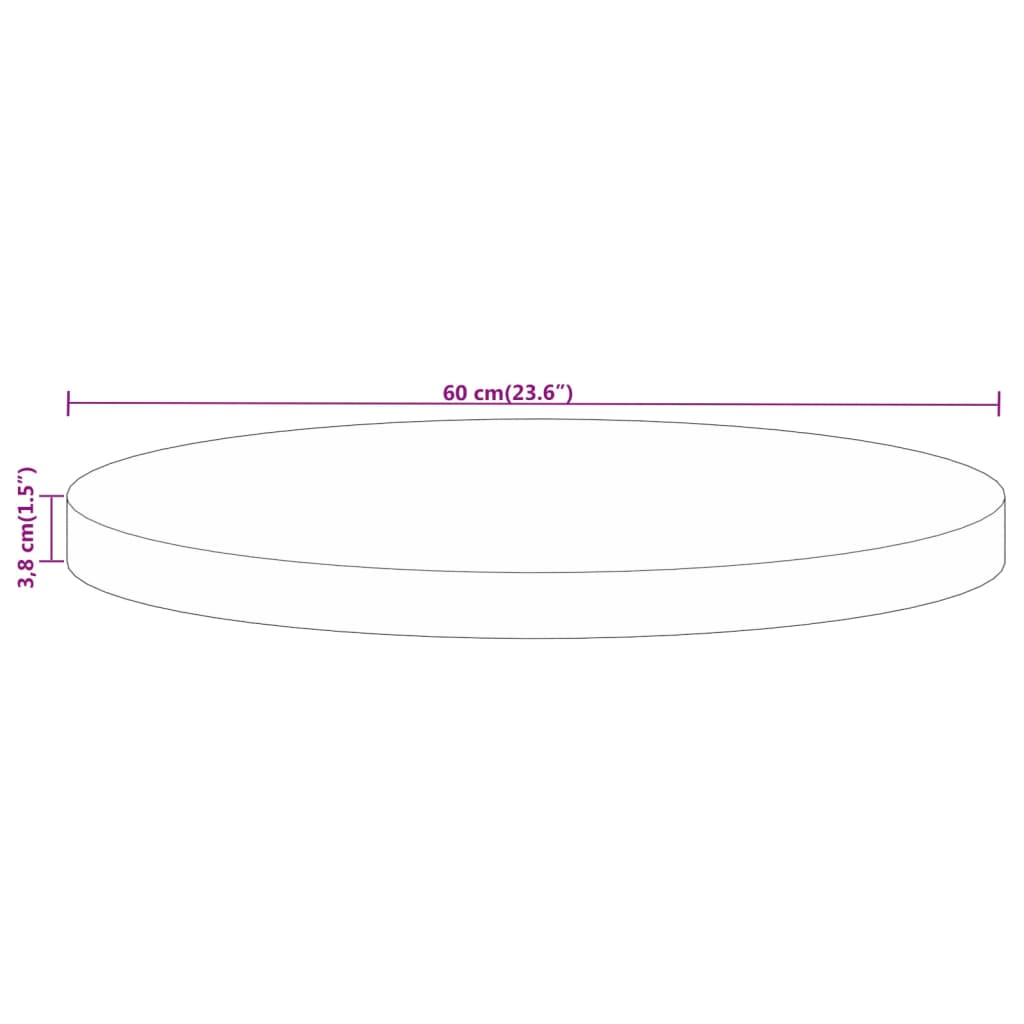 Tafelblad Rond Ø 60X3,8 Cm Massief Gerecycled Hout Gerecycled Hout (Naturel) 38 mm 60 cm