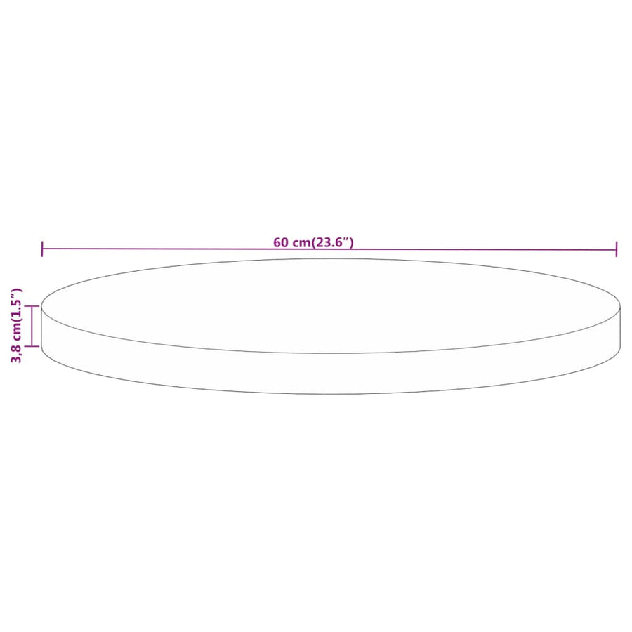 Tafelblad Rond Ø 60X3,8 Cm Massief Gerecycled Hout Gerecycled Hout (Naturel) 38 mm 60 cm