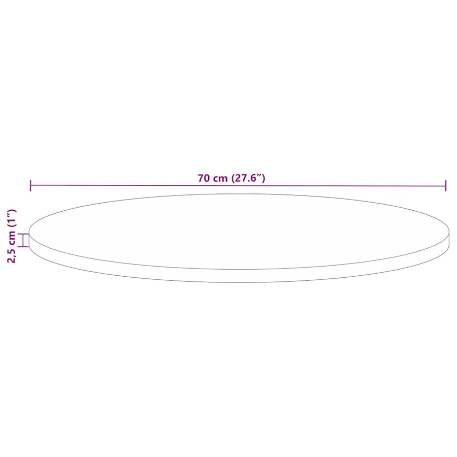 Tafelblad rond Ø 70x2,5 cm massief gerecycled hout