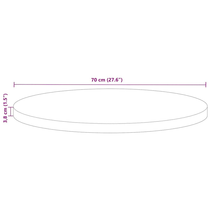 Tafelblad rond Ø 70x3,8 cm massief gerecycled hout