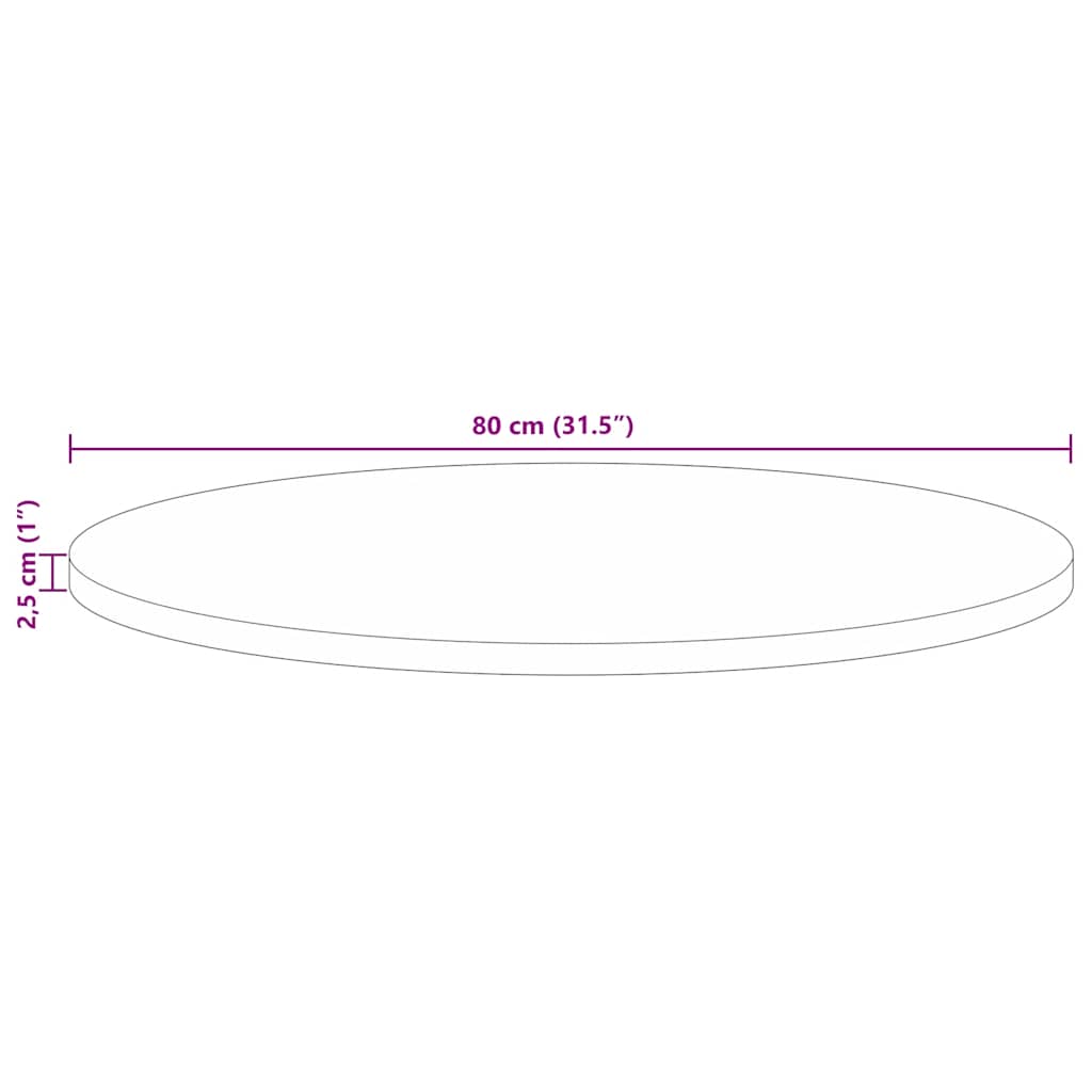 Tafelblad rond Ø 80x2,5 cm massief gerecycled hout