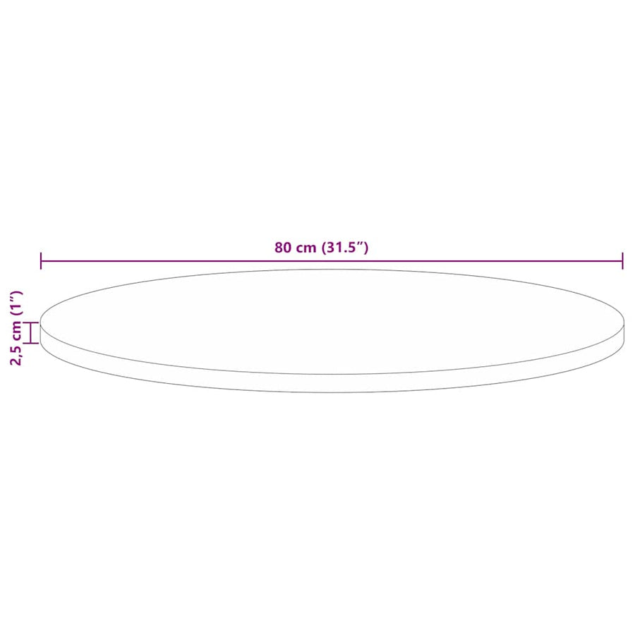 Tafelblad rond Ø 80x2,5 cm massief gerecycled hout