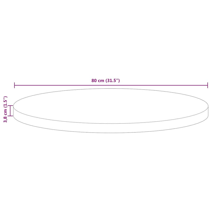 Tafelblad rond Ø 80x3,8 cm massief gerecycled hout