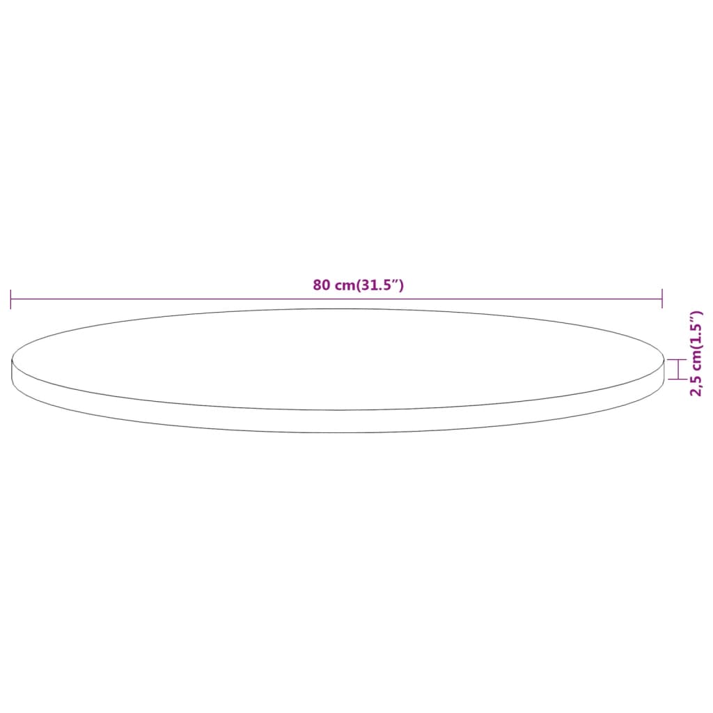 Tafelblad Rond Ø 80X2,5 Cm Naturel 80 x 2.5 cm