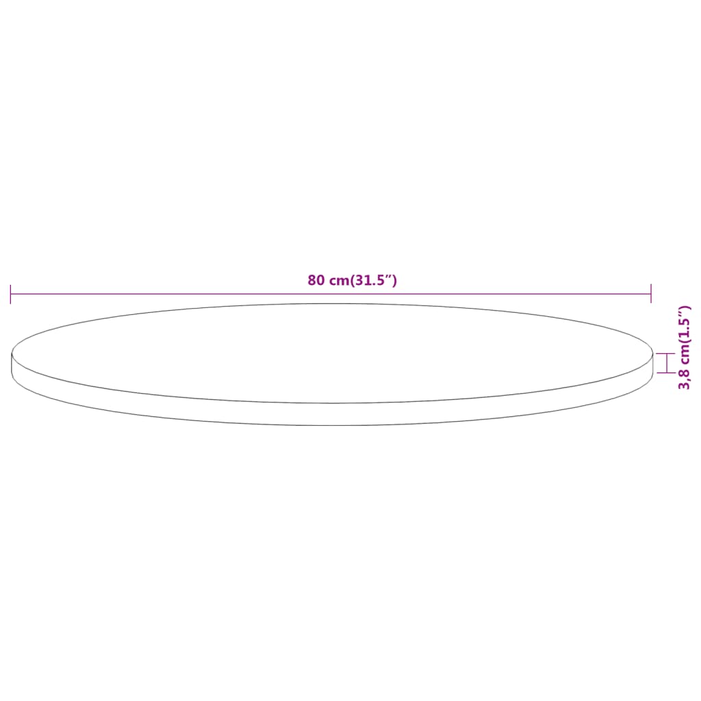Tafelblad Rond Ø 80X3,8 Cm Naturel 80 x 3.8 cm