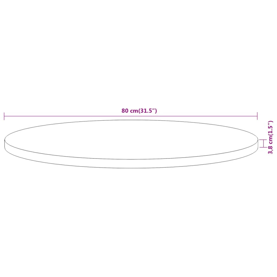 Tafelblad Rond Ø 80X3,8 Cm Naturel 80 x 3.8 cm
