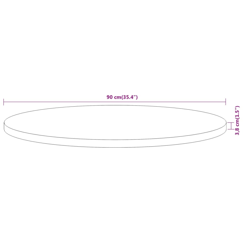 Tafelblad Rond Ø 90X3,8 Cm Massief Acaciahout Acaciahout (Naturel) 38 mm 90 cm
