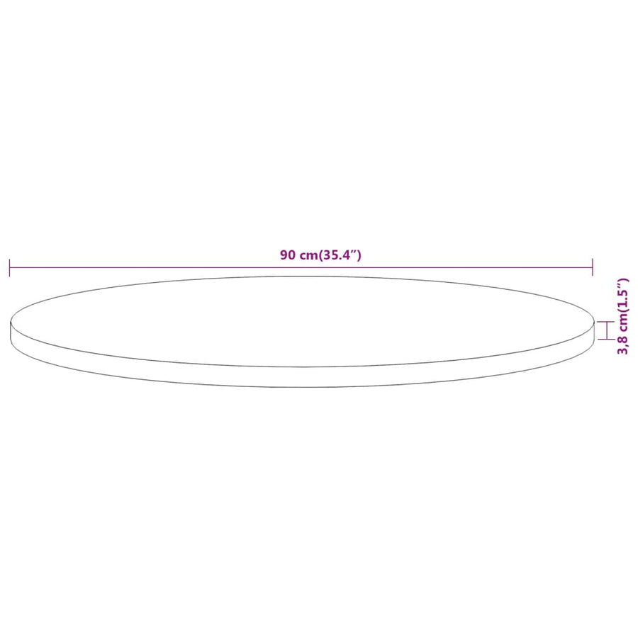 Tafelblad Rond Ø 90X3,8 Cm Massief Acaciahout Acaciahout (Naturel) 38 mm 90 cm