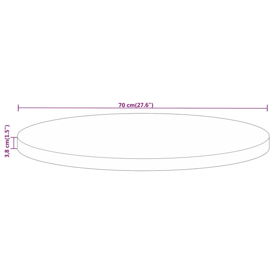 Tafelblad Rond Ø 70X3,8 Cm Massief Ruw Mangohout