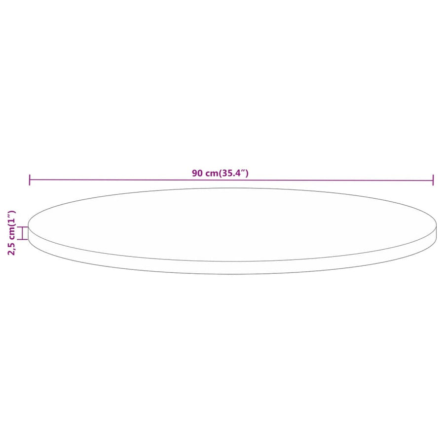 Tafelblad Rond Ø 90X2,5 Cm Massief Ruw Mangohout