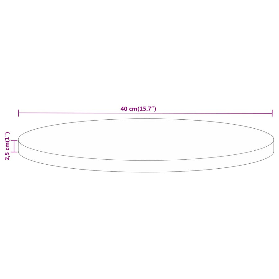 Tafelblad Ø 40X2,5 Cm Rond Massief Ruw Mangohout Mangohout (Eikenafwerking) 25 mm 40 cm