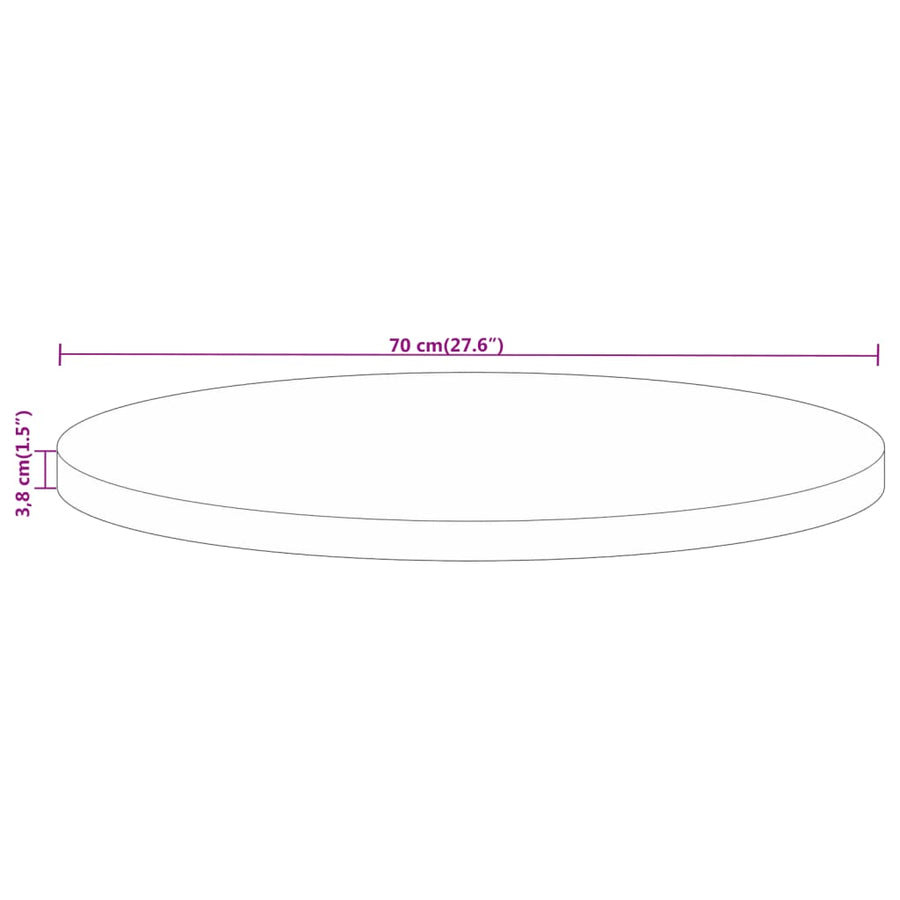 Tafelblad Rond Ø 70X3,8 Cm Massief Ruw Mangohout Mangohout (Eikenafwerking) 38 mm 70 cm