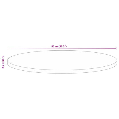 Tafelblad Rond Ø 80X2,5 Cm Massief Ruw Mangohout Mangohout (Eikenafwerking) 25 mm 80 cm