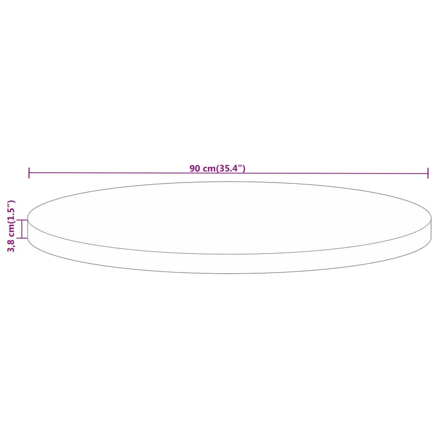 Tafelblad Rond Ø 90X3,8 Cm Massief Ruw Mangohout Mangohout (Eikenafwerking) 38 mm 90 cm