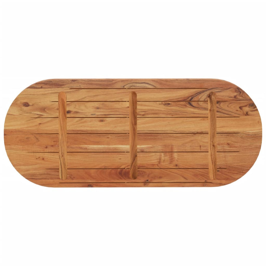 Tafelblad Ovaal 140X60X3,8 Cm Massief Acaciahout Acaciahout (Naturel) 38 mm 140 x 60 cm