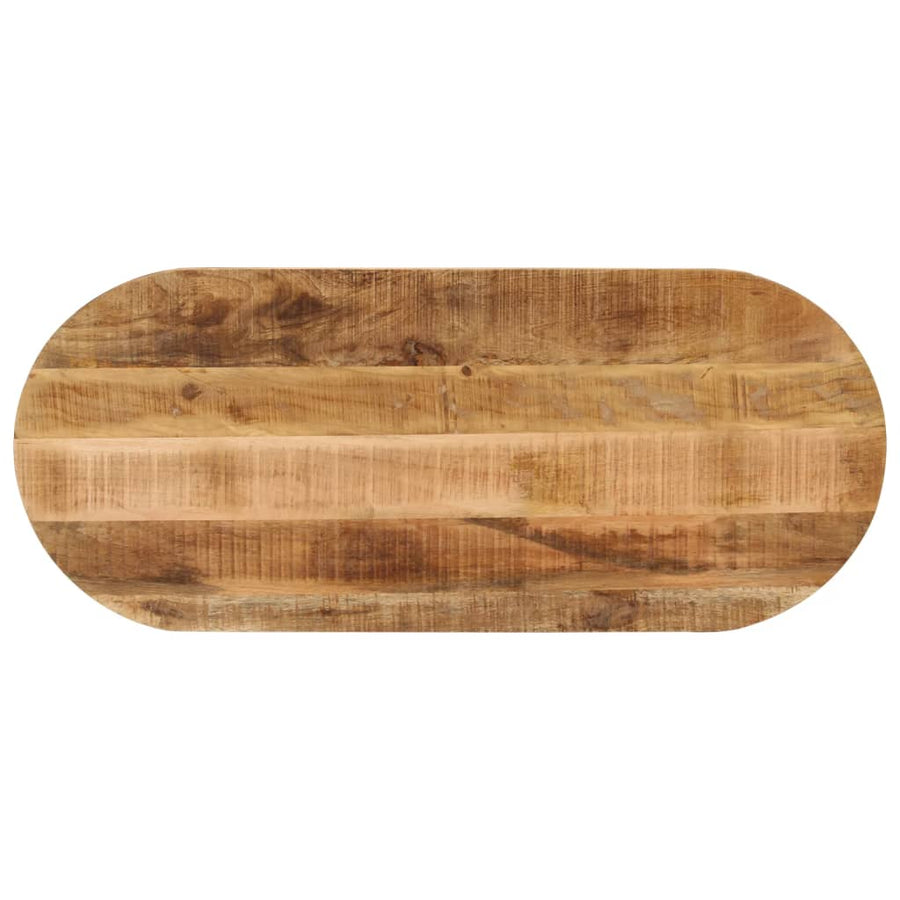 Tafelblad Ovaal 90X40X3,8 Cm Massief Ruw Mangohout Donkerbruin