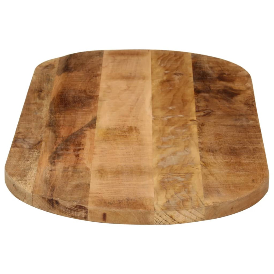 Tafelblad Ovaal 90X40X3,8 Cm Massief Ruw Mangohout Donkerbruin