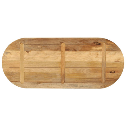 Tafelblad Ovaal 90X40X3,8 Cm Massief Ruw Mangohout Donkerbruin
