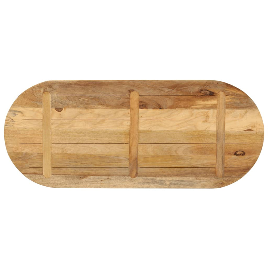 Tafelblad Ovaal 90X40X3,8 Cm Massief Ruw Mangohout Donkerbruin