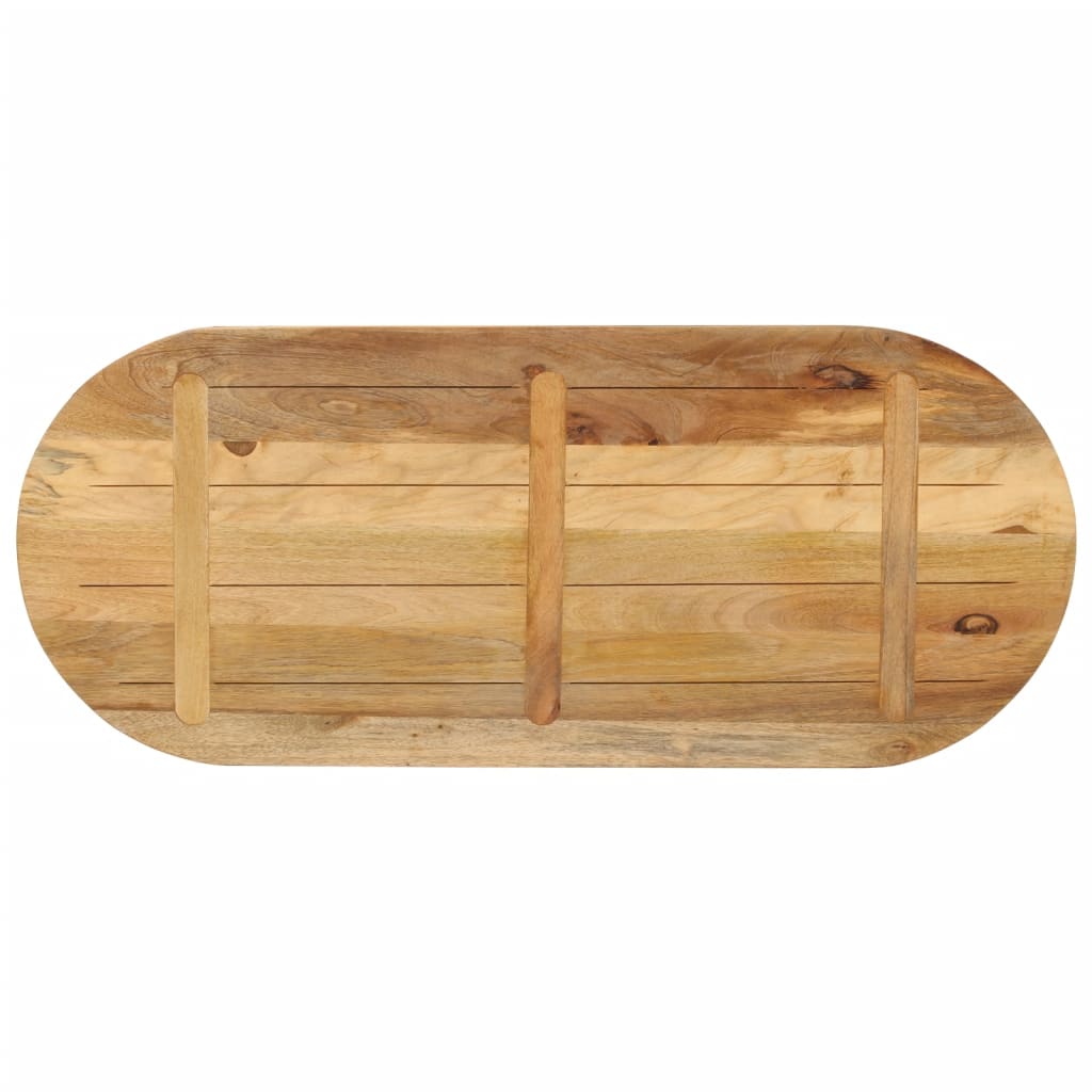 Tafelblad Ovaal 100X40X3,8 Cm Massief Ruw Mangohout Donkerbruin