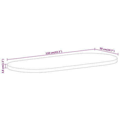 Tafelblad Ovaal 110X50X3,8 Cm Massief Ruw Mangohout