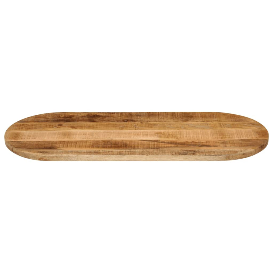 Tafelblad Ovaal 120X50X3,8 Cm Massief Ruw Mangohout Donkerbruin