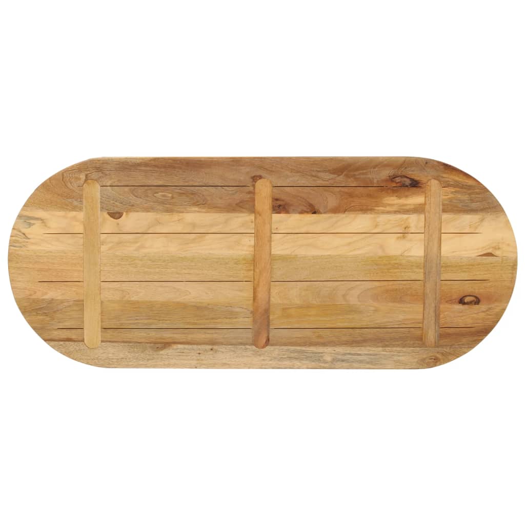 Tafelblad Ovaal 120X50X3,8 Cm Massief Ruw Mangohout Donkerbruin