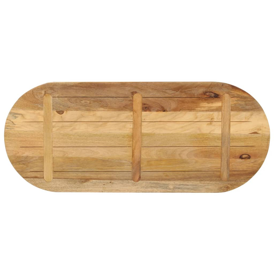 Tafelblad Ovaal 120X50X3,8 Cm Massief Ruw Mangohout Donkerbruin