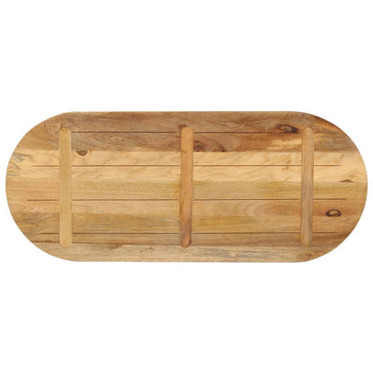 Tafelblad Ovaal 140X60X3,8 Cm Massief Ruw Mangohout Donkerbruin