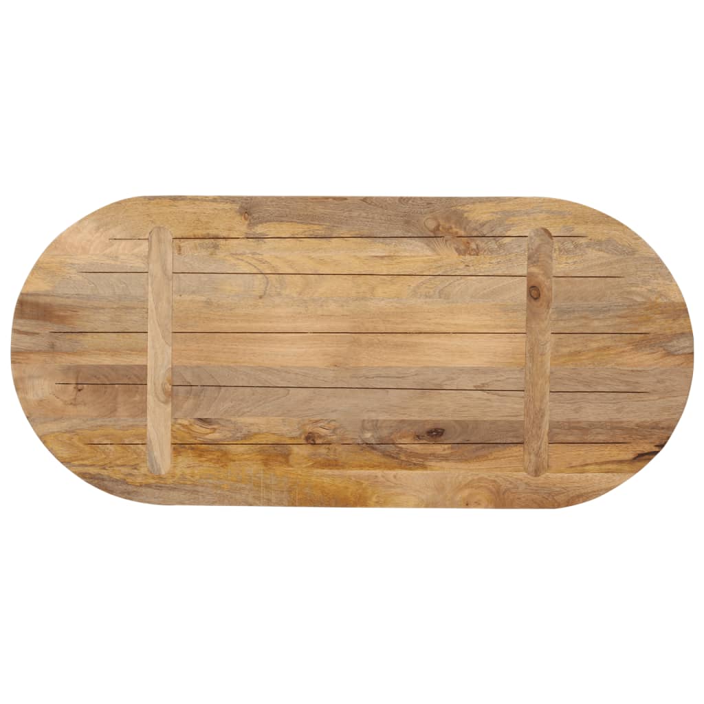Tafelblad Ovaal 80X40X3,8 Cm Massief Mangohout Donkerbruin