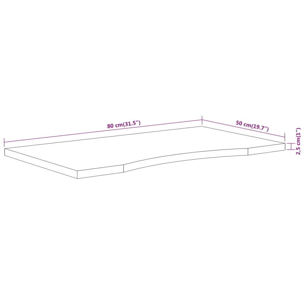 Bureaublad Rechthoekig 80X50X2,5 Cm Massief Acaciahout