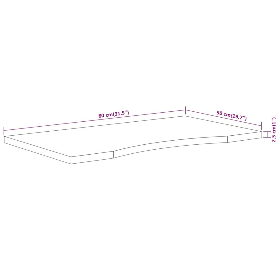 Bureaublad Rechthoekig 80X50X2,5 Cm Massief Acaciahout