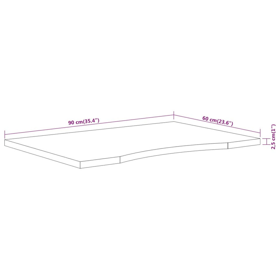 Bureaublad Rechthoekig 90X60X2,5 Cm Massief Acaciahout