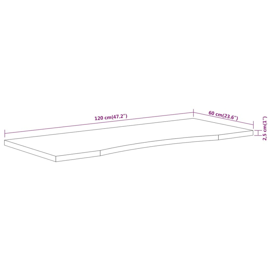 Bureaublad Rechthoekig 120X60X2,5 Cm Massief Acaciahout 120 x 60 x 2.5 cm