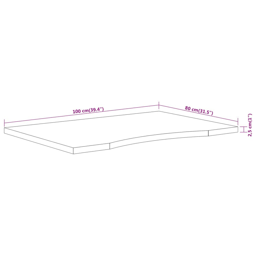 Bureaublad Rechthoekig 100X80X2,5 Cm Massief Acaciahout