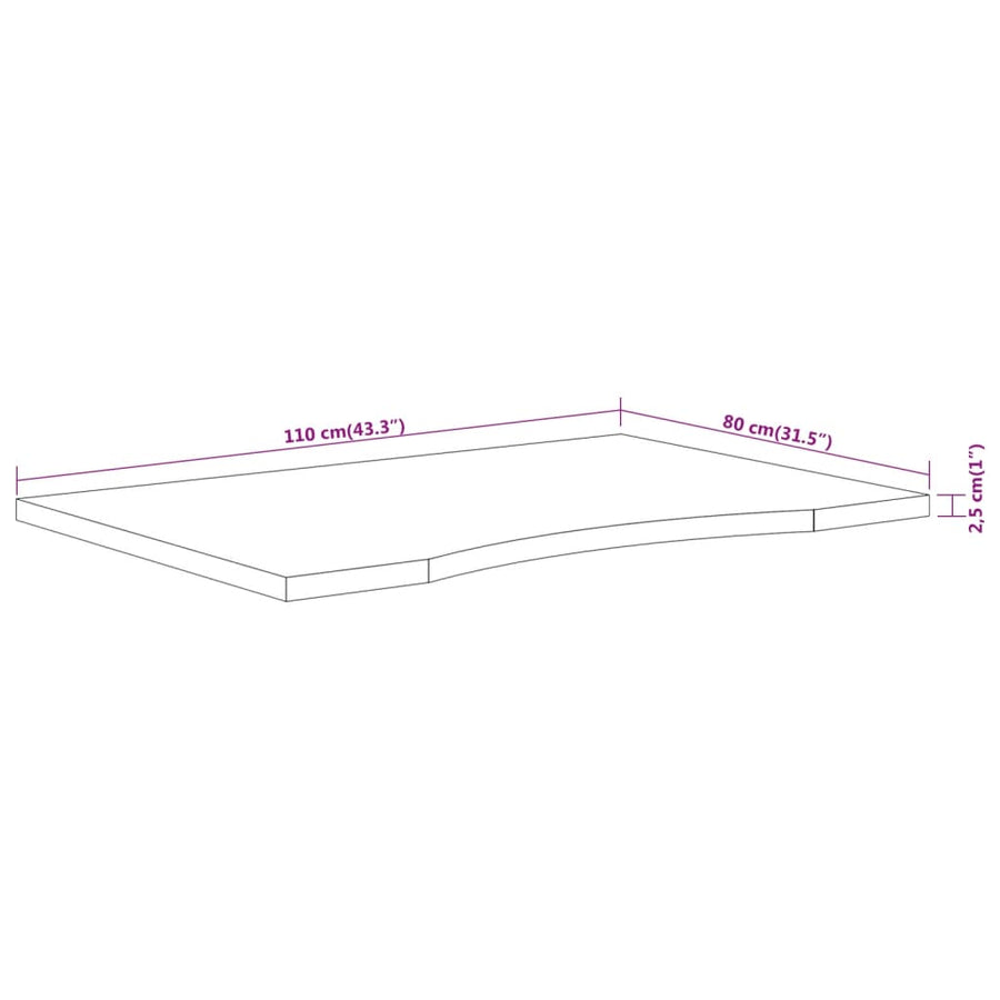 Bureaublad Rechthoekig 110X80X2,5 Cm Massief Acaciahout 110 x 80 x 2.5 cm