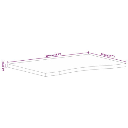 Bureaublad met ronding 110x50x2,5 cm massief ruw mangohout