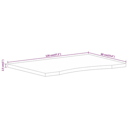 Bureaublad met ronding 120x60x2,5 cm massief ruw mangohout