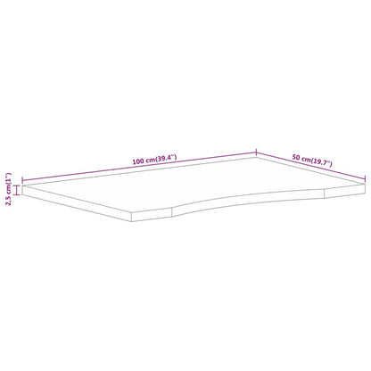 Bureaublad met ronding 100x50x2,5 cm massief ruw mangohout