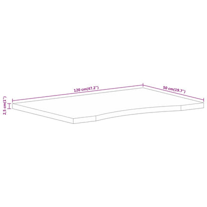 Bureaublad met ronding 120x50x2,5 cm massief ruw mangohout