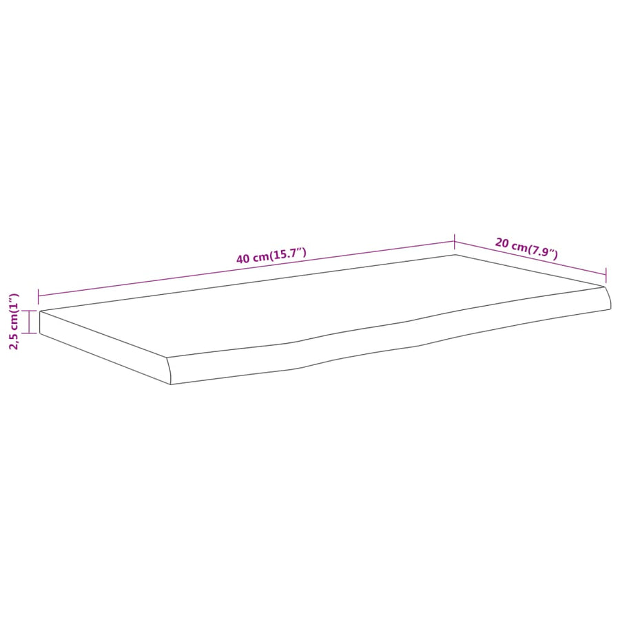 Wandschap Rechthoekig Natuurlijke Rand 40X20X2,5 Cm Acaciahout