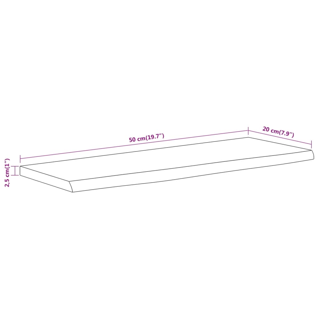 Wandschap Rechthoekig Natuurlijke Rand 50X20X2,5 Cm Acaciahout