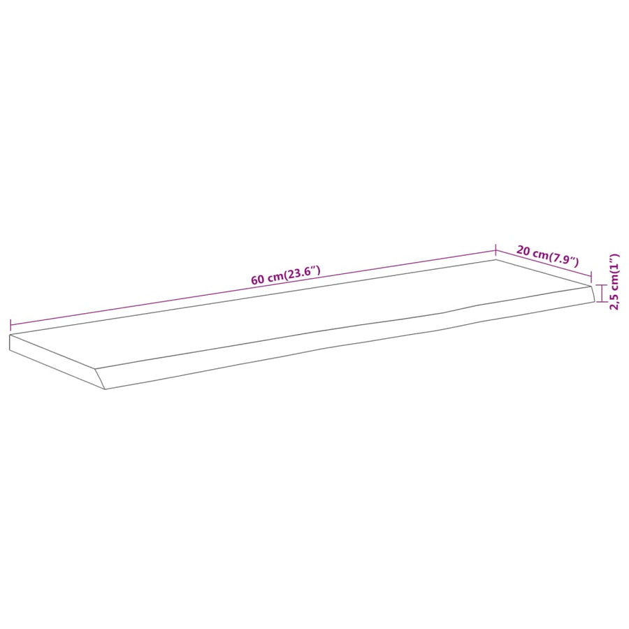 Wandschap Rechthoekig Natuurlijke Rand 60X20X2,5 Cm Acaciahout