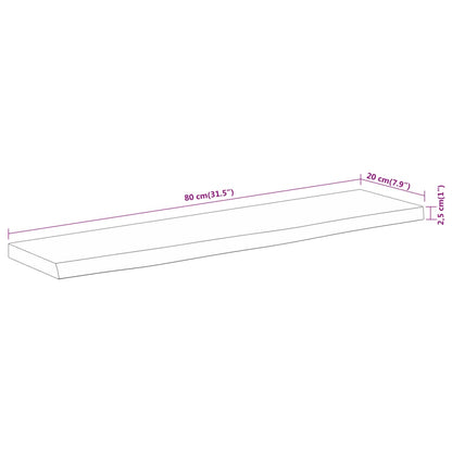 Wandschap Rechthoekig Natuurlijke Rand 80X20X2,5 Cm Acaciahout