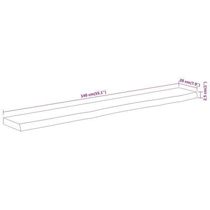 Wandschap Rechthoekig Natuurlijke Rand 140X20X2,5 Cm Acaciahout