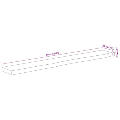 Wandschap Rechthoekig Natuurlijke Rand 160X20X2,5 Cm Acaciahout Naturel 160 x 20 x 2.5 cm Massief acaciahout