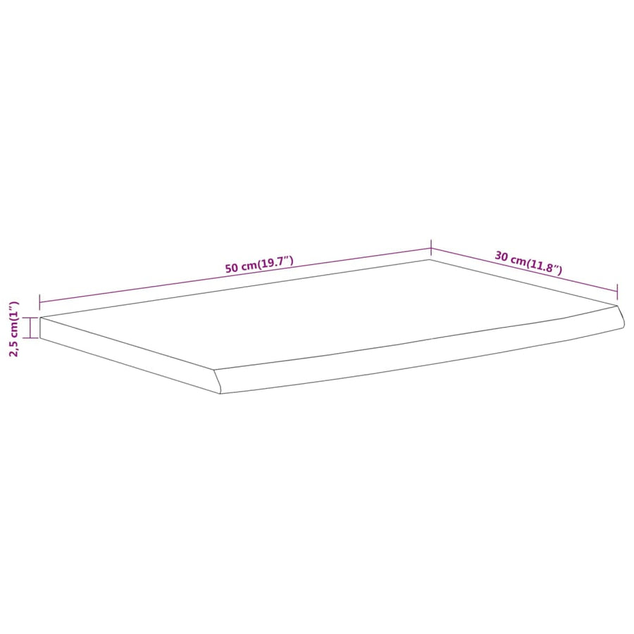 Wandschap Rechthoekig Natuurlijke Rand 50X30X2,5 Cm Acaciahout