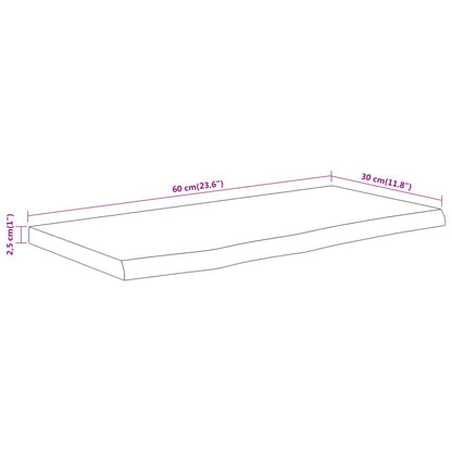 Wandschap Rechthoekig Natuurlijke Rand 60X30X2,5 Cm Acaciahout